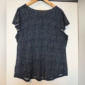 Adrianna Papell Black and White Polka Dot Flutter Sleeve Blouse Women’s size 1X